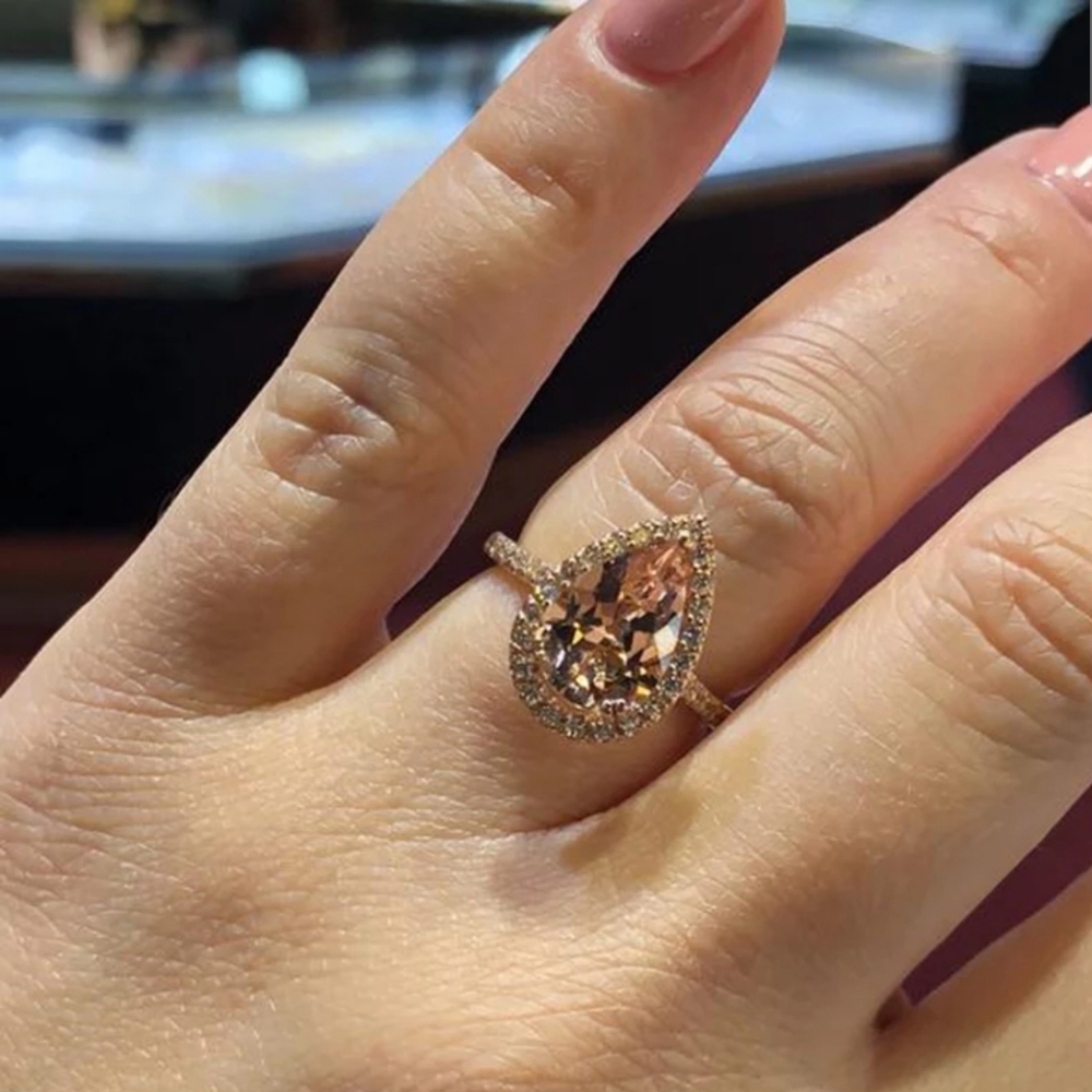 6 CARAT ROSE GOLD MORGANITE HALO RING - Picture 3 of 8